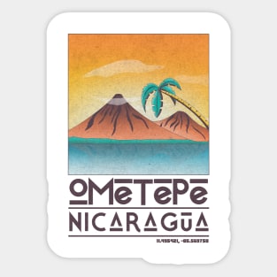 Ometepe Nicaragua Retro Travel Poster Sticker